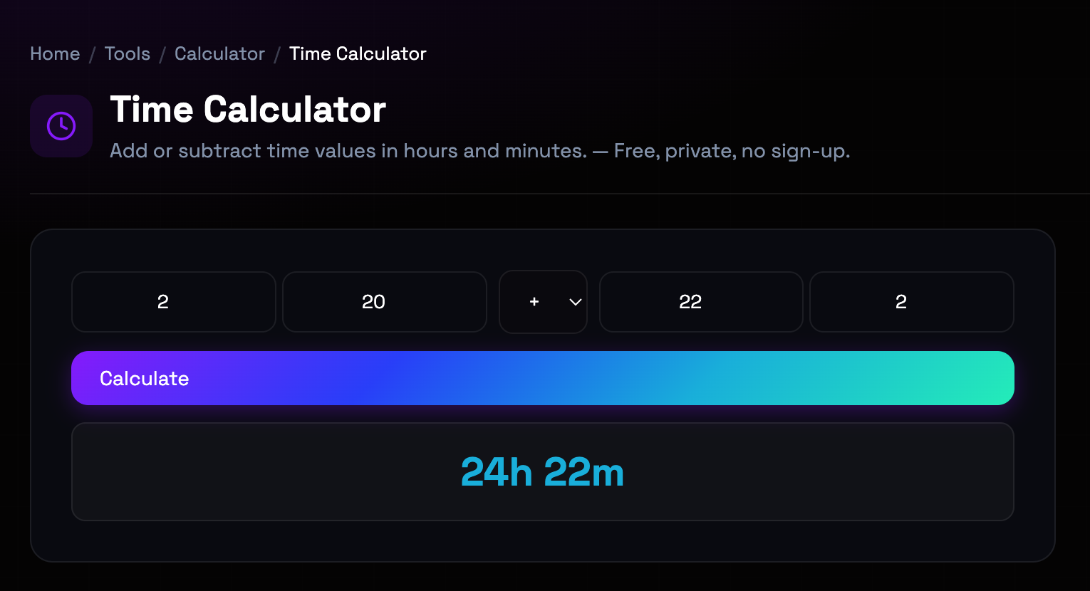 How to use Time Calculator online — free, fast, and private